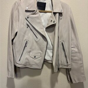 All Saints Women's Beige Leather Biker Jacket